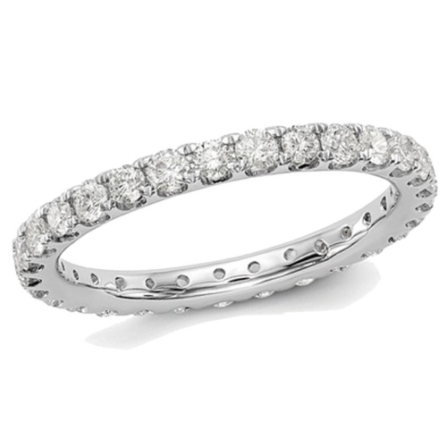 GEM AND HARMONY  1.00 Carat (Ctw H-I, I1-I2) Diamond Eternity Wedding Band In 14K Gold Ring In White