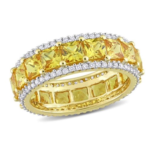 GEM AND HARMONY  4.80 Carat (Ctw) Sapphire Ring Band With Diamonds In 14K Gold In Yellow