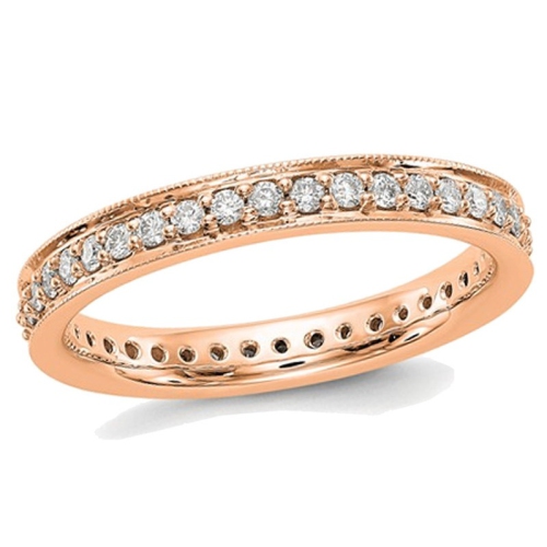 GEM AND HARMONY  1/2 Carat (Ctw Color H-I, I1-I2) Ladies 14K Rose Gold Diamond Eternity Wedding Band Ring In Pink