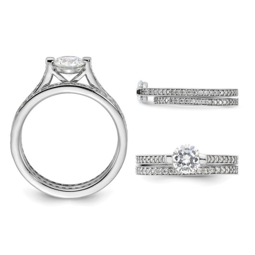 Sterling Silver Engagement Bridal Wedding Ring Set with Cubic Zirconia (CZ)