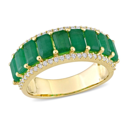 GEM AND HARMONY  2.40 Carat (Ctw) Emerald Ring Band With Diamonds In 14K Gold In Yellow