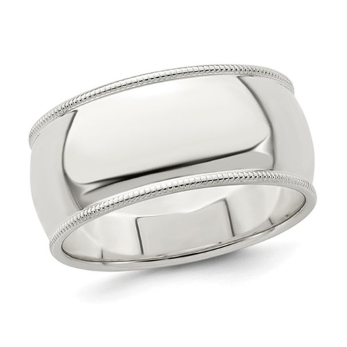 GEM AND HARMONY  Mens Milgrain Wedding Band Ring In Sterling (9Mm) In Silver
