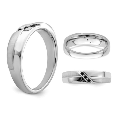 Mens 10K White Gold Ring with Black Diamonds