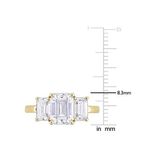 Bague de fiançailles en or jaune 10K ct avec moissanite octogonale créée en laboratoire à trois pierres d'2,70&nbsp;carat