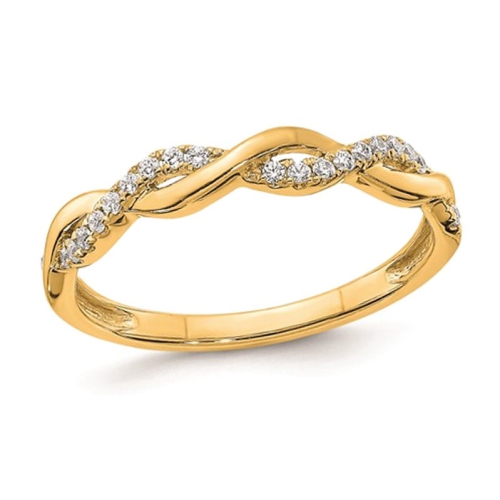 1/8 Carat Diamond Wedding Ring Twist Band in 14K Yellow Gold (Size 7)