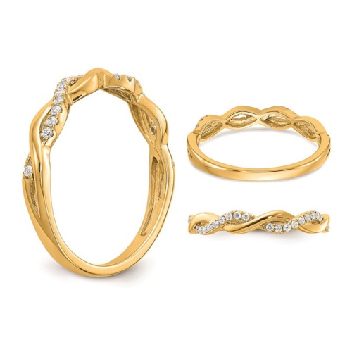 1/8 Carat Diamond Wedding Ring Twist Band in 14K Yellow Gold (Size 7)