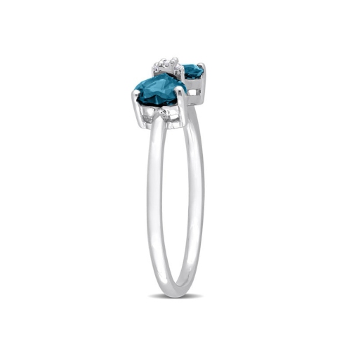1.00 Carat London Blue Topaz Heart Bow Ring in 10K White Gold