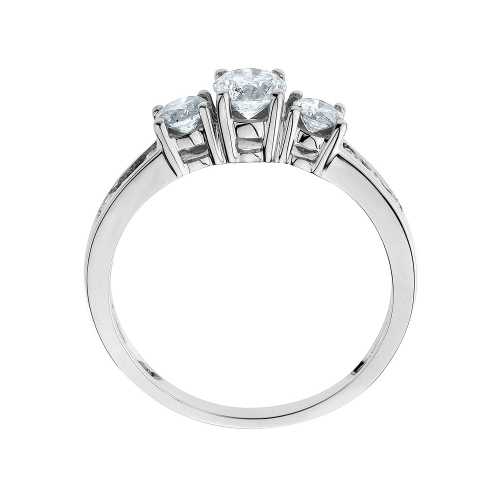 1.00 Carat Three Stone Diamond Engagement Ring in 10K White Gold