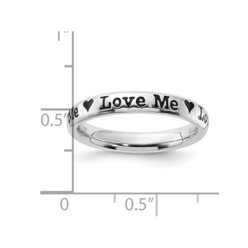 Sterling Silver Enameled Love Me Band Ring