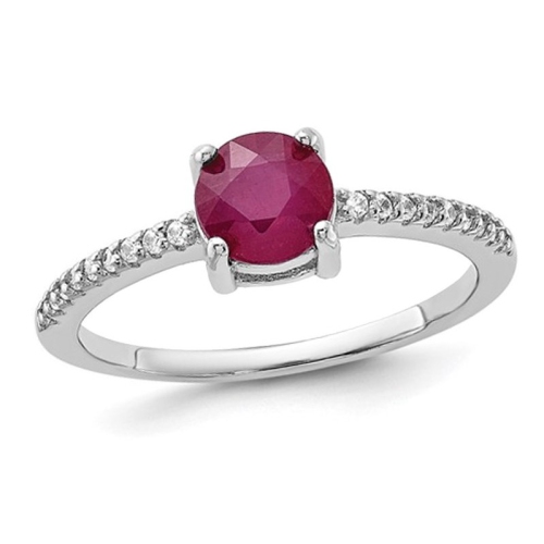GEM AND HARMONY  1.50 Carat (Ctw) Ruby And Topaz Ring In Sterling Silver In White