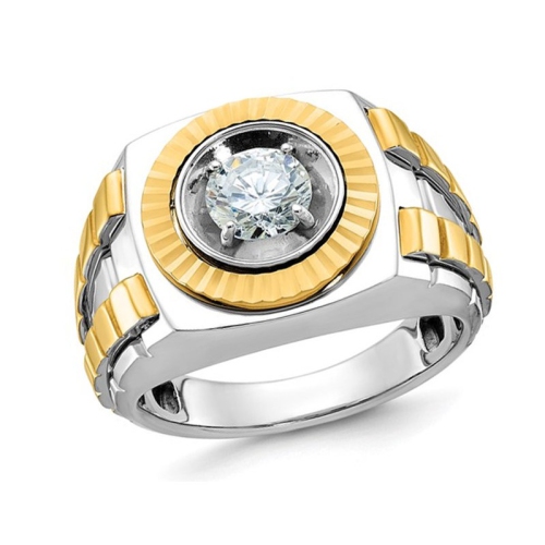 GEM AND HARMONY  Mens 14K White And Gold 1.00 Carat (Ctw) Lab-Grown Diamond Ring In Yellow