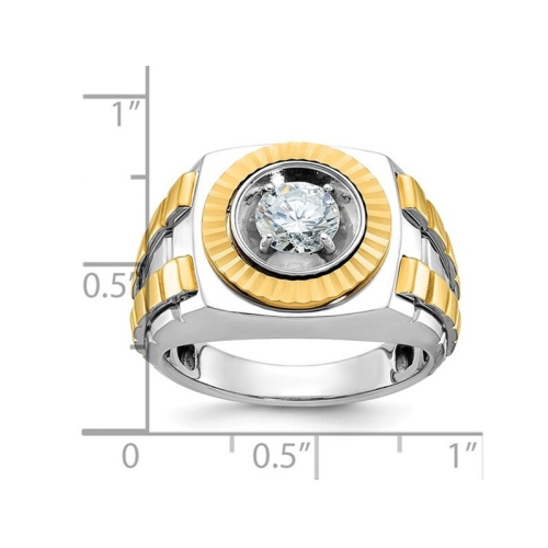 Mens 14K White and Yellow Gold 1.00 Carat Lab-Grown Diamond Ring