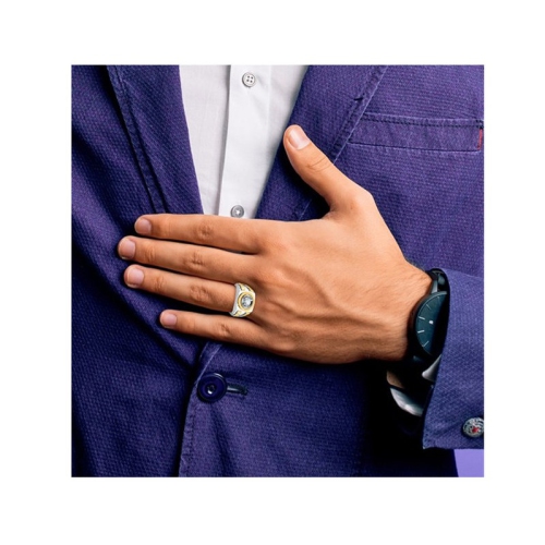 Mens 14K White and Yellow Gold 1.00 Carat Lab-Grown Diamond Ring