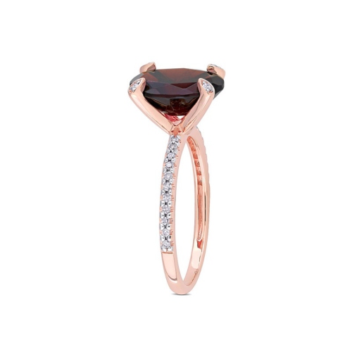3.00 Carat Oval Garnet Ring in 10K Rose Gold with Diamonds 1/10 carat (ctw)