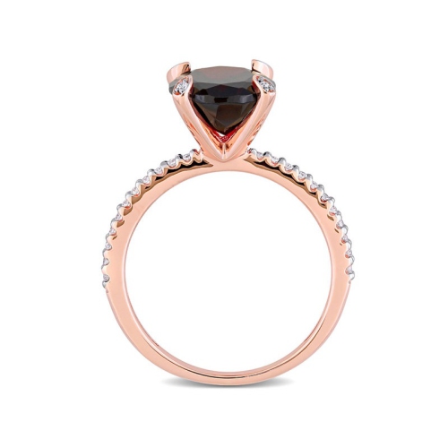 3.00 Carat Oval Garnet Ring in 10K Rose Gold with Diamonds 1/10 carat (ctw)