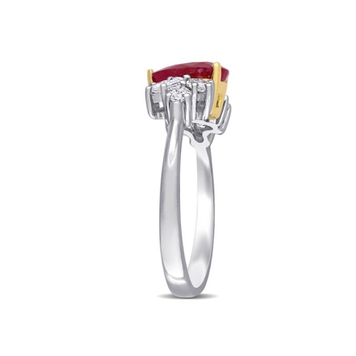 Bague de fiançailles en or blanc 14K ct avec rubis en forme de poire d'1,48&nbsp;carat et diamants