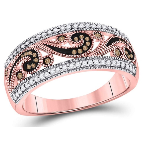 GEM AND HARMONY  1/4 Carat (Ctw) Enhanced And White Diamond Ring In 10K Rose Pink Gold In Red
