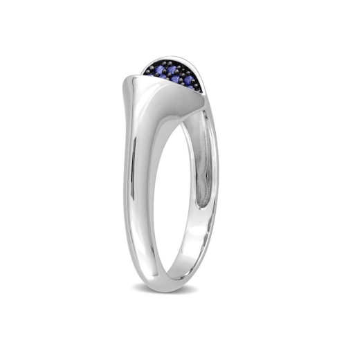 1/5 Carat Lab-Created Blue Sapphire Pave Heart Ring in Sterling Silver