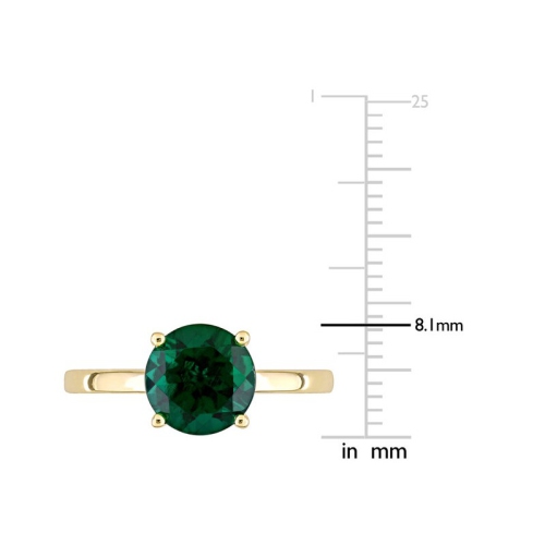 1.85 Carat Lab-Created Green Emerald Solitaire Ring in 10K Yellow Gold