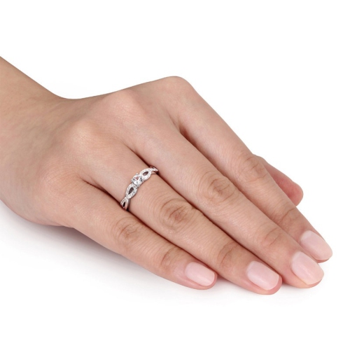 1/4 Carat Lab-Created White Sapphire Infinity Ring with Diamonds in Sterling Silver