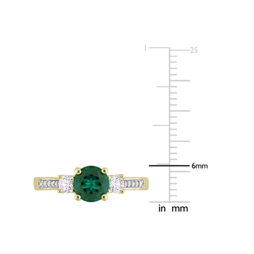 4/5 Carat Lab-Created Emerald Ring with White Sapphires in 10K Yellow Gold