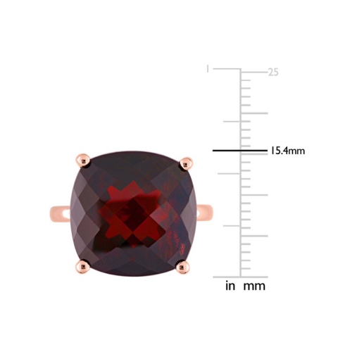 15.00 Carat Garnet Cushion-Cut Solitaire Ring in 14K Rose Pink Gold