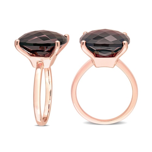 15.00 Carat Garnet Cushion-Cut Solitaire Ring in 14K Rose Pink Gold