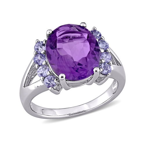 GEM AND HARMONY  4.50 Carat (Ctw) Amethyst And Tanzanite Ring In Sterling In Silver