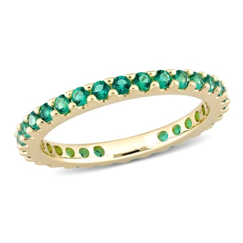 GEM AND HARMONY  3/4 Carat (Ctw) Lab-Created Emerald Eternity Band Ring In 10K Gold In Yellow