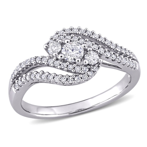 1/2 Carat Three-Stone Diamond Engagement Ring in 14K White Gold