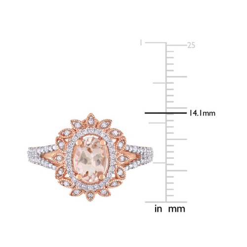 3/4 Carat Morganite Ring in 10K Rose Pink Gold with Diamonds