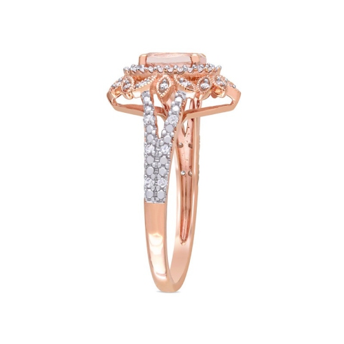 3/4 Carat Morganite Ring in 10K Rose Pink Gold with Diamonds