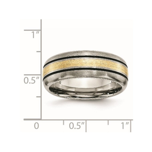 Alliance homme en titane 8 mm avec incrustation en or 14K ct
