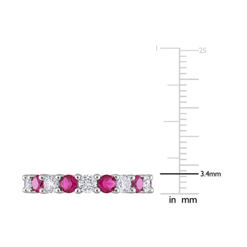 3.70 Carat Lab-Created Ruby and White Sapphire Eternity Band Ring in Sterling Silver