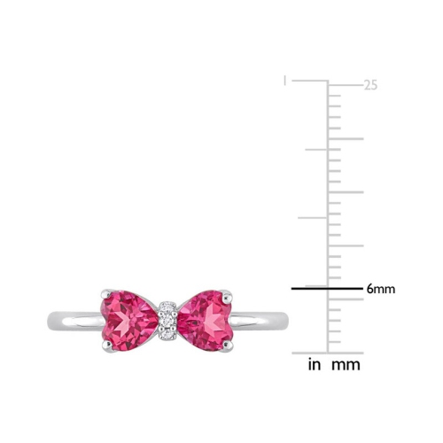 1.00 Carat Pink Sapphire Heart Bow Ring in 10K White Gold