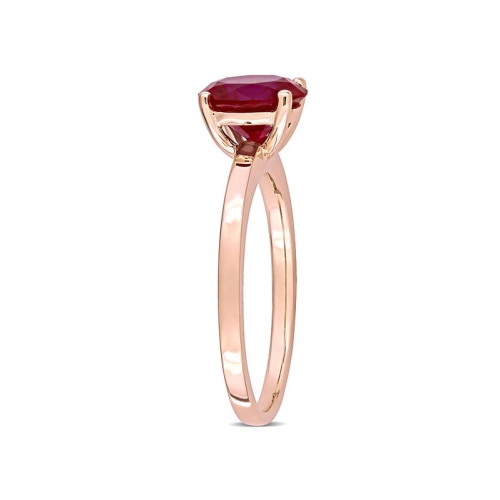 Bague solitaire en or rose 10 ct avec rubis synthétique en laboratoire 2 3/8 carat