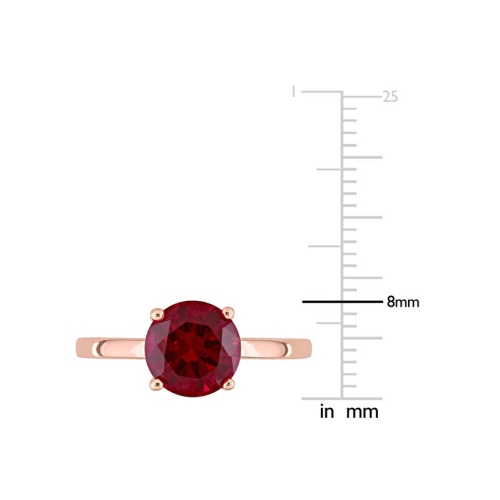 Bague solitaire en or rose 10 ct avec rubis synthétique en laboratoire 2 3/8 carat