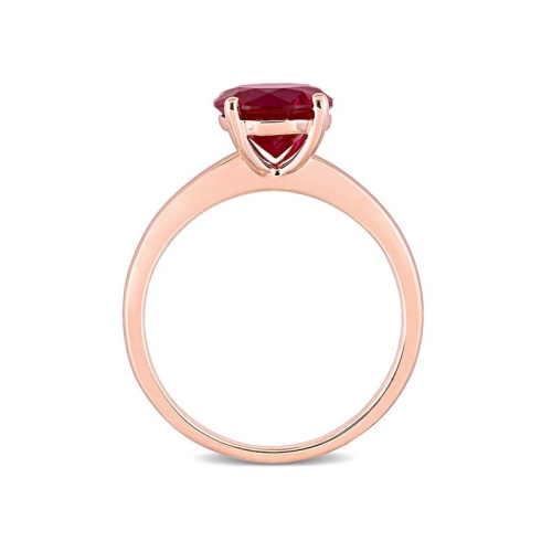 Bague solitaire en or rose 10 ct avec rubis synthétique en laboratoire 2 3/8 carat