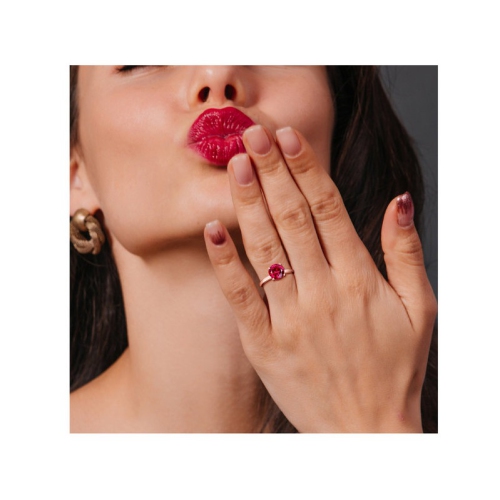 Bague solitaire en or rose 10 ct avec rubis synthétique en laboratoire 2 3/8 carat