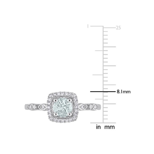 Bague en argent sterling avec diamants, aigue-marine 2/5&nbsp;carat