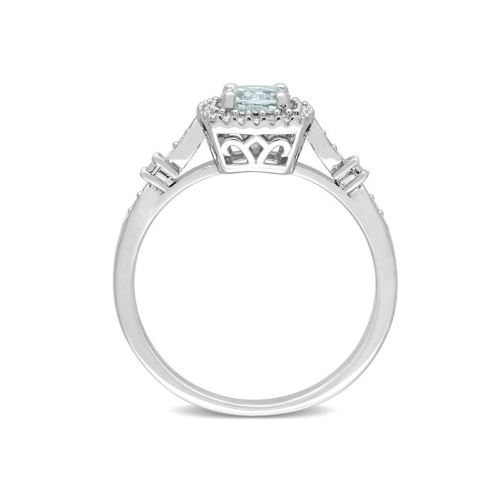 Bague en argent sterling avec diamants, aigue-marine 2/5&nbsp;carat