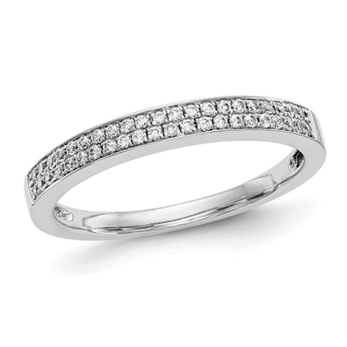 GEM AND HARMONY  1/5 Carat (Ctw) Diamond Micro Pave Band Ring In 14K Gold (Size 7) In White