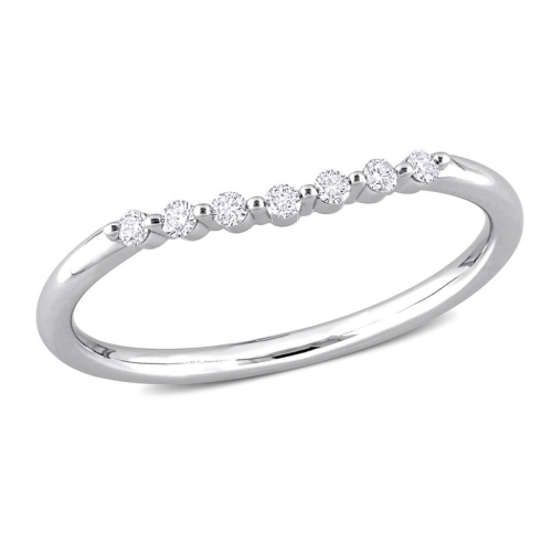GEM AND HARMONY  1/10 Carat (Ctw) Diamond Wedding Semi-Eternity Band Ring In 14K Gold In White