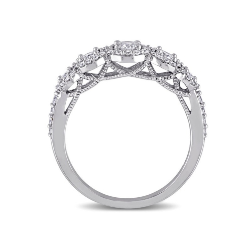 Bague de fiançailles halo en or blanc 10K ct avec diamants 3/4&nbsp;carat