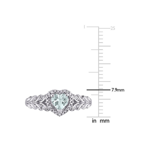 1/3 Carat Aquamarine Heart Ring in 10K White Gold with Accent Diamonds