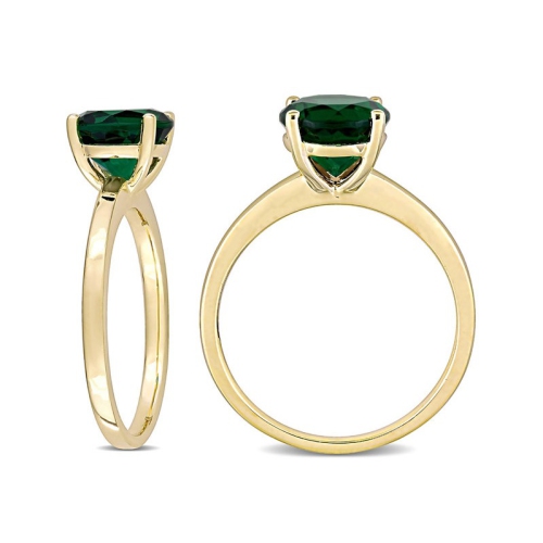 1.85 Carat Lab-Created Green Emerald Solitaire Ring in 10K Yellow Gold