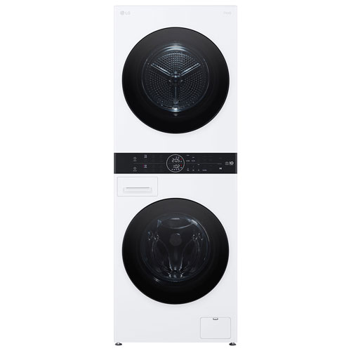 Duo laveuse à chargement frontal de 2,8 pi³ et sécheuse à thermopompe de 4,2 pi³ WashTower de LG - Blanc