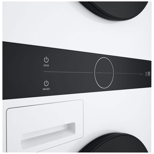 Duo laveuse à chargement frontal de 2,8 pi³ et sécheuse à thermopompe de 4,2 pi³ WashTower de LG - Blanc