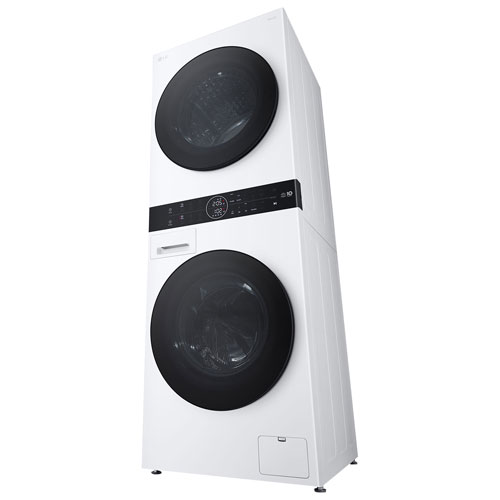 Duo laveuse à chargement frontal de 2,8 pi³ et sécheuse à thermopompe de 4,2 pi³ WashTower de LG - Blanc
