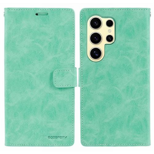 TopSave Goospery BLUEMOON Card Slot w/Magnetic Clip Leather Folio Wallet Flip For Samsung Galaxy S24 Ultra 6.8", Teal